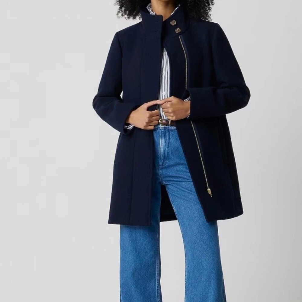 J. Crew Women's Long Sleeve City Coat With Button Navy plus size 24 NWT